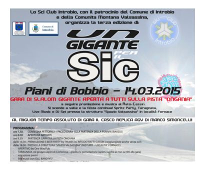 Un gigante per il Sic 2015 Un gigante per il Sic 2015